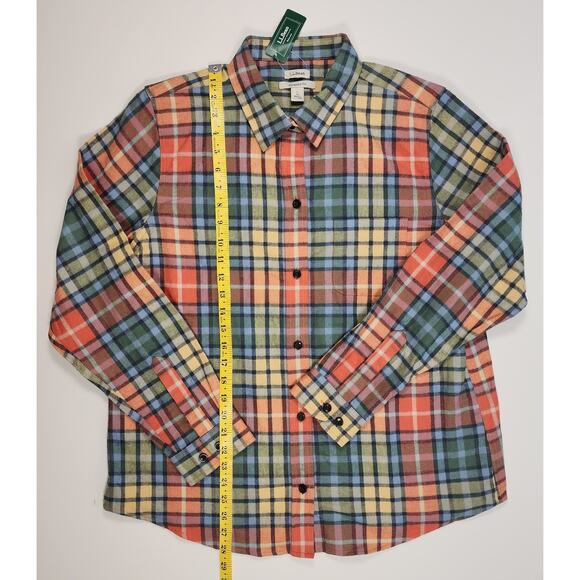 L.L.Bean Plaid Flannel Shirt Relaxed Fit Cotton Multicolor Outdoor Women's L - Picture 3 of 10